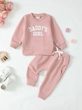 Children's Letter Graphic Sweatshirt and Pants Set Pale Blush Kids Sets