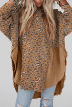Textured Leopard Dropped Shoulder Blouse Mocha