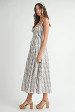 MABLE Floral Print Bustier Back Lace Up Midi Dress Casual Dresses