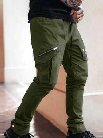 Men's Plus Size Pants with Cargo Pockets Army Green