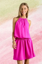 ADORA Halter Neck Smocking Waist Dress HOT PINK Casual Dresses
