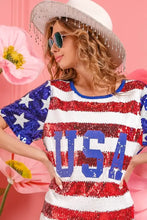 BiBi American Flag Theme Usa Print Sequin Dress Casual Dresses