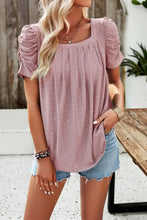 Devine Eyelet Square Neck Puff Sleeve T-Shirt Woman T Shirts
