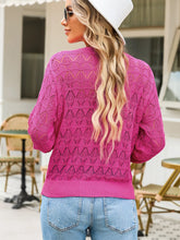 Buttoned Front Openwork Cardigan