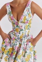 Floral V-Neck Sleeveless Midi Dress with Pockets Multicolor