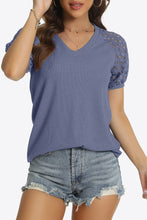 Short Sleeve V-Neck Tee Dusty Blue