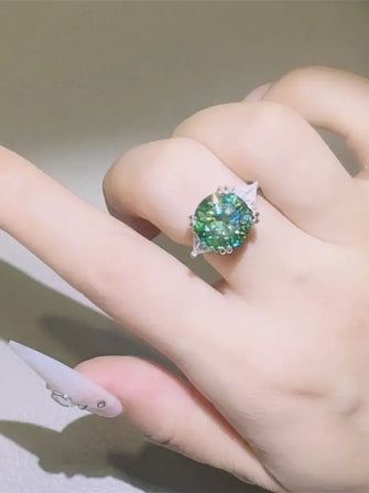 5 Carat Moissanite 925 Sterling Silver Ring Turquoise Rings