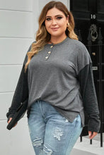 Plus Size Round Neck Long Sleeve Buttoned Blouse Woman Blouses