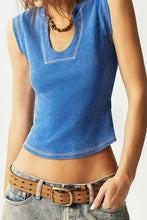 Ribbed Notched Tank Top