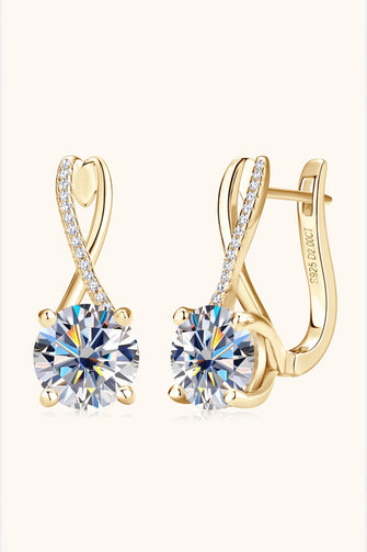 4 Carat Moissanite 925 Sterling Silver Earrings Gold One Size