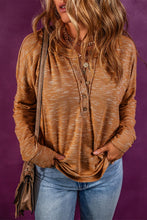 Half Button Dropped Shoulder Long Sleeve T-Shirt Ochre