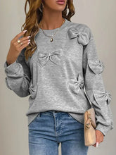 Perfee Bow Round Neck Long Sleeve Sweatshirt Woman Sweatshirts