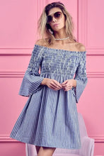 BiBi Smocked Off Shoulder Striped Dress Casual Dresses