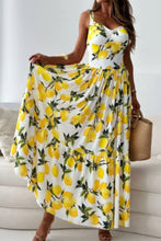 Lemon Print Sweetheart Neck Maxi Dress Light Yellow