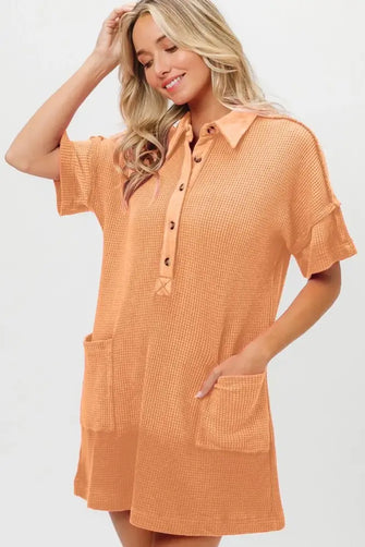 BiBi Dip Dye Mineral Washed Knit Dress APRICOT Casual Dresses