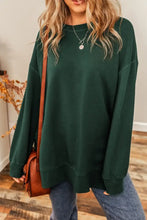 Round Neck Drop Shoulder Slit Sweatshirt Woman Sweatshirts