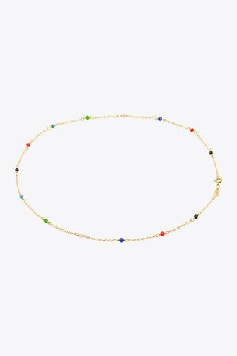 18K Gold-Plated Multicolored Bead Necklace Multicolor One Size