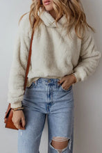 Fuzzy Dropped Shoulder Long Sleeve Hoodie Woman Sweatshirts