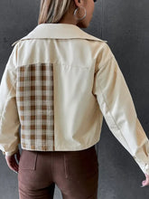 Snap Down Color Block Plaid Jacket Woman Outerwear