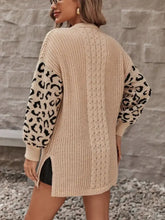 Pocketed Leopard Open Front Cardigan Woman Outerwear