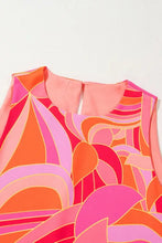 Abstract Floral Print Sleeveless Shift Mini Dress Casual Dresses