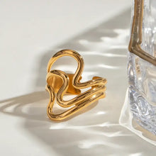 Abstract Gold-Plated Adjustable Stainless Steel Fashion Ring Fashion Jewelry