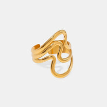 Abstract Gold-Plated Adjustable Stainless Steel Fashion Ring Gold One Size Fashion Jewelry