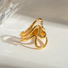 Abstract Gold-Plated Adjustable Stainless Steel Fashion Ring Fashion Jewelry