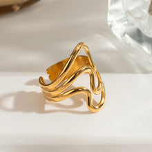 Abstract Gold-Plated Adjustable Stainless Steel Fashion Ring