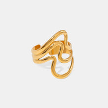 Abstract Gold-Plated Adjustable Stainless Steel Fashion Ring Gold One Size