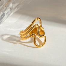 Abstract Gold-Plated Adjustable Stainless Steel Fashion Ring