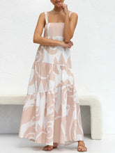 Abstract Print Tiered Maxi Dress in Polyester