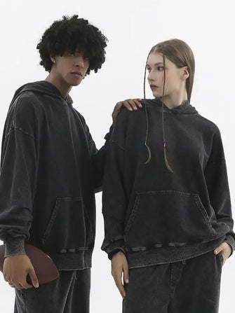 Men's Long Sleeve Hoodie with Pocket Black Mens Tops