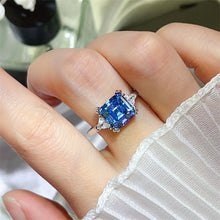 3 Carat Moissanite 925 Sterling Silver Ring Blue