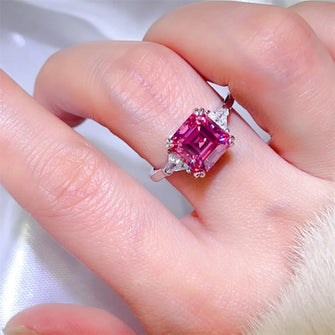 3 Carat Moissanite 925 Sterling Silver Ring Pink Purple