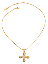 18K Gold-Plated Floral Cross Pendant Necklace