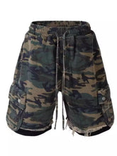 Men's Drawstring Camouflage Shorts Green Camouflage