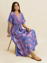 Printed Short Sleeve Midi Dress Casual Dresses