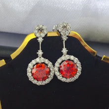 4 Carat Ruby Red Crystal Drop Earrings with Rhinestone Halo Red One Size