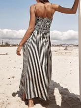 Smocked Striped Square Neck Cami Dress Woman Maxi Dress