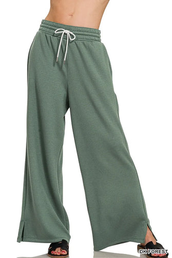 Zenana Scuba Drawstring Pants DK FOREST