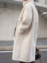 Plus Size Drawstring Zip Up Turtleneck Sherpa Coat Woman Outerwear