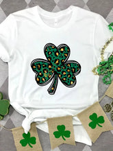 Lucky Clover Round Neck Short Sleeve T-Shirt White