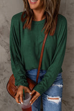 Seam Detail Round Neck Long Sleeve Top Black Forest