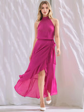 Ruffled Grecian Neck Maxi Dress Woman Maxi Dress