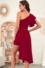 One-Shoulder Flutter Sleeve Asymmetrical Dress Cocktail Dress