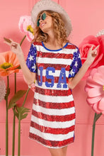 BiBi American Flag Theme Usa Print Sequin Dress Casual Dresses