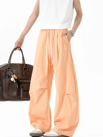 Men's Elastic Waist Wide Leg Pants Sherbet