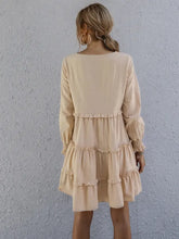Frill Tiered Long Sleeve Mini Dress Casual Dresses