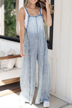 Frayed Exposed Seam Wide Leg Denim Overalls Medium Denim Overalls